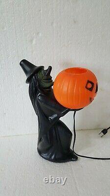 Rare Vintage Halloween Blow Mold Witch Holding Pumpkin