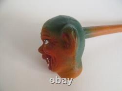 Rare Vintage Halloween German Paper Mache Horn Noisemaker, Goblin / Vampire<br/><br/>Translation: Rare Vintage Halloween Allemand Papier Mache Corne Noisemaker, Goblin / Vampire