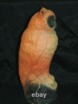 Rare Vintage Halloween Papier Mache Owl Yeux En Verre 10 1/2 Tall Très Bon