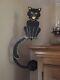 Rare Vintage Kinetic Pendulum Balancing Black Cat Metal Folk Art Halloween <br/><br/>rareté Vintage Balancier Cinétique Balançant Chat Noir En Métal Art Populaire Halloween