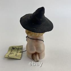 Rare Vintage Lefton Marika Octobre Mois Halloween Witch Baby Hat Figurine Japon