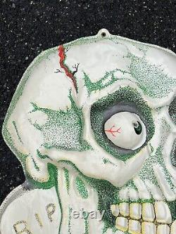 Rare Vtg 1980s Artform Plastique Halloween Skuleton Crâne Décor Mural Vacuform Vieux