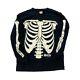 Rare Vtg 1997 Skeleton 3mm À Manches Longues T Glow In Dark Large Usa Aop