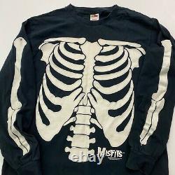 Rare Vtg 1997 Skeleton 3mm À Manches Longues T Glow In Dark Large USA Aop