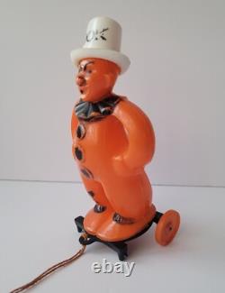 Rare jouet à tirer en plastique Rosbro Halloween Zook le clown des années 40