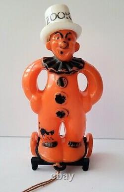 Rare jouet à tirer en plastique Rosbro Halloween Zook le clown des années 40
