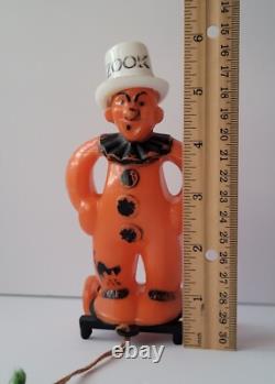 Rare jouet à tirer en plastique Rosbro Halloween Zook le clown des années 40