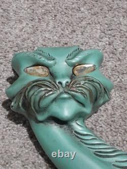 Rares Vtg 1962 MCM Paire de Chats Verts Yeux Dorés Chalkware Universal Statuary 19