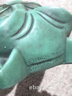 Rares Vtg 1962 MCM Paire de Chats Verts Yeux Dorés Chalkware Universal Statuary 19