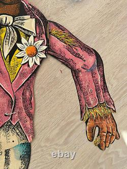 Scarecrow articulé en papier mâché ultra rare Beistle des années 1930 - Article rare