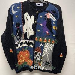 Signatures Northern Isle Rare Vintage Halloween Cardigan Tricot Épais