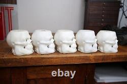 Skull de squelette vintage d'Halloween en moule soufflé, shakers ou lumières des années 1960, lot RARE