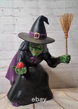 Sorcière méchante figurine en céramique noire/violette pour décor d'Halloween 1992 rare et vintage