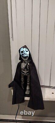 'Squelette animé Telco Halloween Motion-ette RARE avec alimentation filaire vintage 1988 et tête lumineuse'