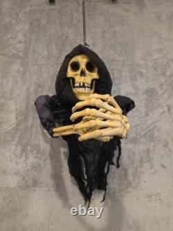 Squelette de la Mort Animatronique Vintage Gemmy Halloween RARE Yeux Rouges Parle