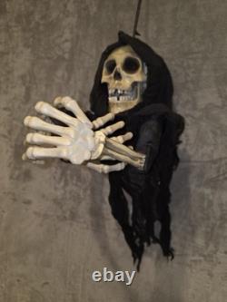 Squelette de la Mort Animatronique Vintage Gemmy Halloween RARE Yeux Rouges Parle