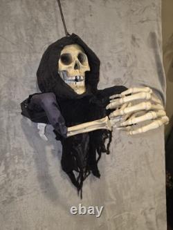 Squelette de la Mort Animatronique Vintage Gemmy Halloween RARE Yeux Rouges Parle