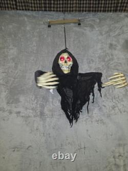 Squelette de la Mort Animatronique Vintage Gemmy Halloween RARE Yeux Rouges Parle