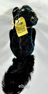 Steiff Rare Vintage Black Mini Halloween Scaredy Cat Velvet Chest Tag All ID 4 : Steiff Rare Vintage Mini Chat Noir Effrayé d'Halloween en Velours avec Étiquette de Poitrine et Toutes les Identifications 4.