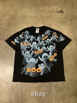 T-shirt Halloween Fantôme Vintage Effrayant Années 1990 AOP Rare Octobre