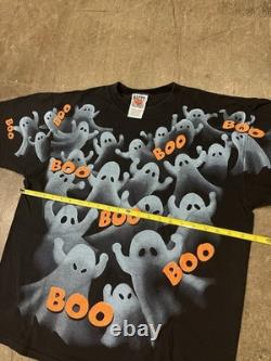 T-shirt Halloween Fantôme Vintage Effrayant Années 1990 AOP Rare Octobre