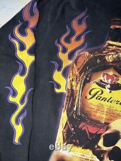 T-shirt de groupe à manches longues rare Pantera Crown Royal Flames Vintage 2000 taille L