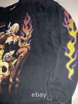 T-shirt de groupe à manches longues rare Pantera Crown Royal Flames Vintage 2000 taille L