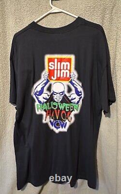 T-shirt rare Vintage 1996 Slim Jim Halloween Havoc WCW