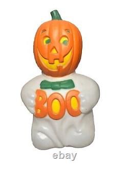 TPI Citrouille Tête Fantôme BOO Lumineux Halloween Rare 24 Moulage Soufflé Vintage 1993 EUC