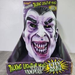 Tête de vampire parlante vintage Spirit Halloween lumineuse avec boîte très rare testée