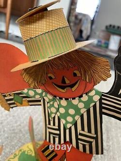 Très Rare Antique Halloween Scarecrow Popup Carton