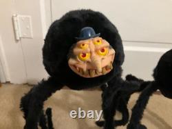 VHTF Rare Vintage Furry Araignée Halloween Décoration Épouvantable 15-17 Pouces Grande, Jambes en Fil
