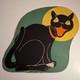 Vtg Beistle Carte En Papier Découpée Jaune Lune Chat Noir Décoration D'halloween Rare