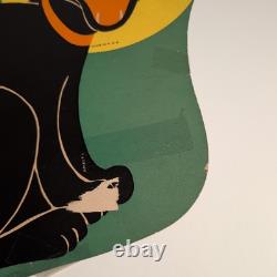 VTG Beistle Carte en Papier Découpée Jaune Lune Chat Noir Décoration d'Halloween RARE