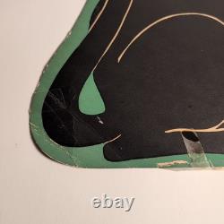 VTG Beistle Carte en Papier Découpée Jaune Lune Chat Noir Décoration d'Halloween RARE