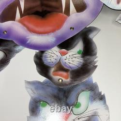 VTG Halloween Chat Noir Articulé Tête Parties du Corps Découpées Suspensions Murailles TRÈS RARE