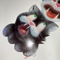 VTG Halloween Chat Noir Articulé Tête Parties du Corps Découpées Suspensions Murailles TRÈS RARE