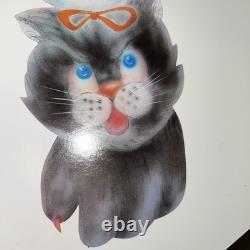 VTG Halloween Chat Noir Articulé Tête Parties du Corps Découpées Suspensions Murailles TRÈS RARE