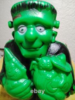 VTG années 80 RARE CONTENANT À BONBON FRANKENSTEIN JOUET MEXICAIN, KO CONTREFAÇON EN PLASTIQUE 16