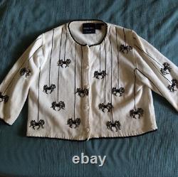 Veste Cardigan d'Halloween Vintage Michael Simon avec Araignée en Perles, Couleur Rare, Taille Large