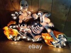 Vieux Halloween Michaels Store 40 Pouces Squelette Sur Moto, Rare