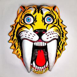 Vieux Sabertooth Géant Masque D'halloween Tiger Très Rare Sur Les Années 1960 Decorat