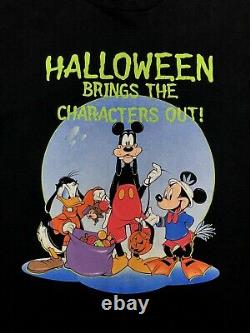 Vintage 90s Disney Shirt Mickeys Halloween Treat Tee Tee Très Rare L / XL Lueur Dans L'obscurité