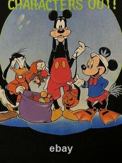 Vintage 90s Disney Shirt Mickeys Halloween Treat Tee Tee Très Rare L / XL Lueur Dans L'obscurité