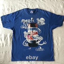 Vintage Casper Pepsi 2 Liter Fantôme Halloween Bleu 90s Promo Film T-shirt Rare XL
