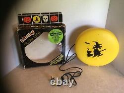 Vintage Halloween Blinky Glow Lite Witch/noir Chat Et Bat Blow Mold Light Rare