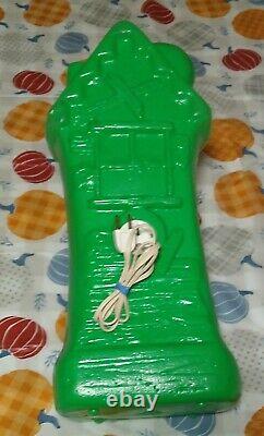 Vintage Halloween Blow Mold Light Up Rare Green Haunted House