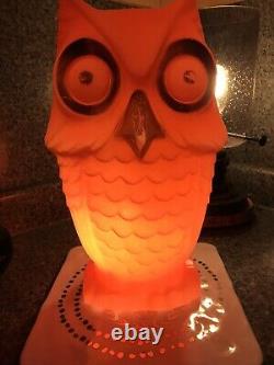 Vintage Halloween Blow Mold Owl Light Up Décoration D'automne 13,5 Jouets Tico Rare