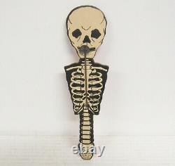 Vintage Halloween Skeleton Paper And Wood Noisemaker Merri Lei Ny Rare