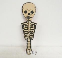 Vintage Halloween Skeleton Paper And Wood Noisemaker Merri Lei Ny Rare